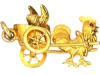 Edwardian 9ct Gold Cockerel & Chick in Cart Charm