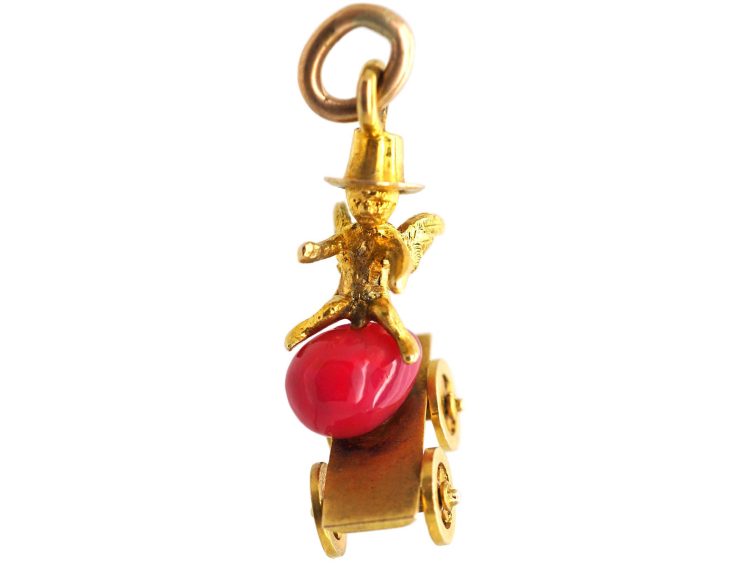 Edwardian 9ct Gold Cupid Riding on Cart Charm
