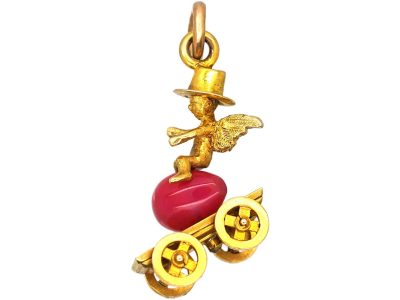 Edwardian 9ct Gold Cupid Riding on Cart Charm