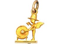 Edwardian 9ct Gold Charm of an Angelic Drummer