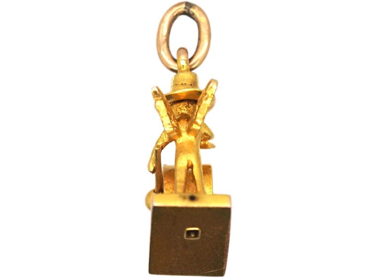 Edwardian 9ct Gold Charm of an Angelic Drummer