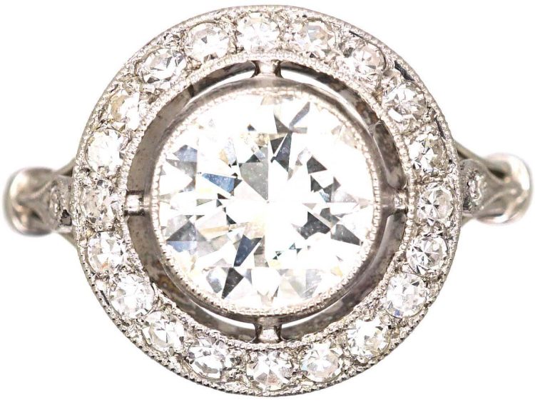Art Deco French Import Platinum & Diamond Target Ring
