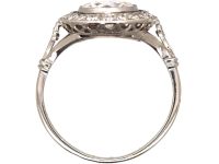 Art Deco French Import Platinum & Diamond Target Ring