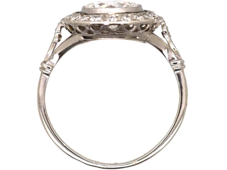 Art Deco French Import Platinum & Diamond Target Ring