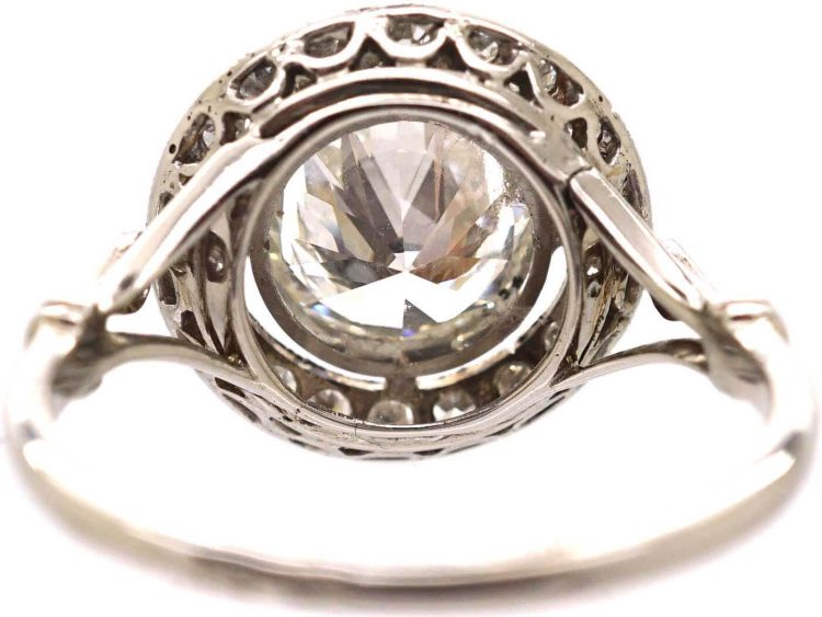 Art Deco French Import Platinum & Diamond Target Ring