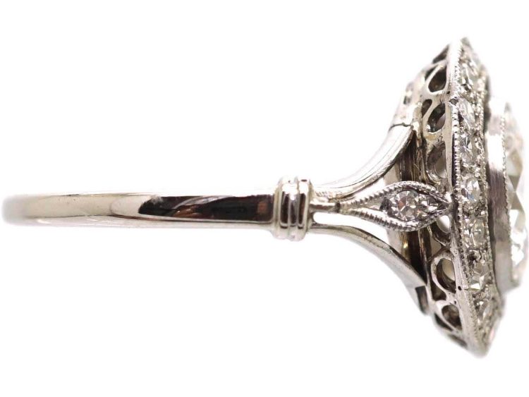 Art Deco French Import Platinum & Diamond Target Ring