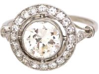 Art Deco French Import Platinum & Diamond Target Ring