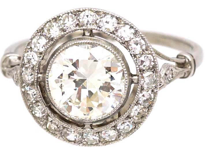 Art Deco French Import Platinum & Diamond Target Ring