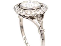 Art Deco French Import Platinum & Diamond Target Ring