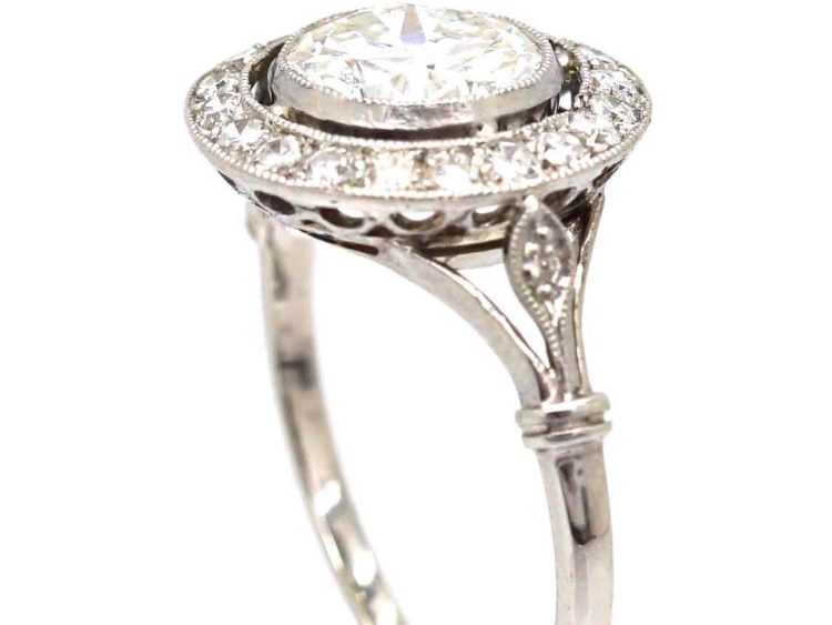 Art Deco French Import Platinum & Diamond Target Ring