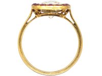 Art Deco French 18ct Gold, Aquamarine & Ruby Ring