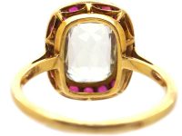 Art Deco French 18ct Gold, Aquamarine & Ruby Ring