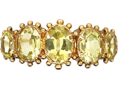 Early 19th Century 15ct Gold Five Stone Ring set with Chrysolites