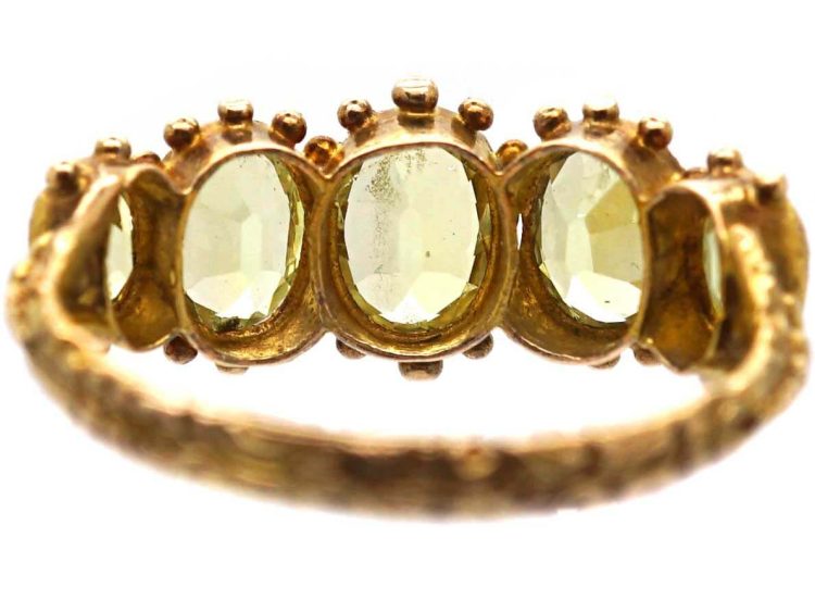 Early 19th Century 15ct Gold Five Stone Ring set with Chrysolites