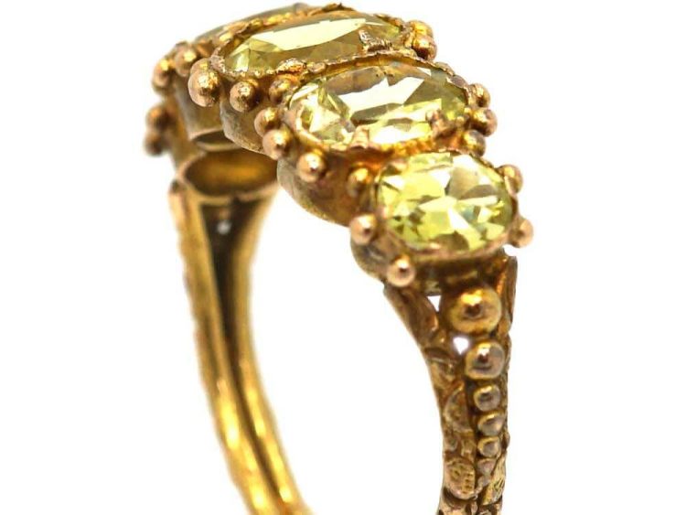 Early 19th Century 15ct Gold Five Stone Ring set with Chrysolites