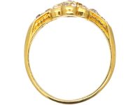 Edwardian 18ct Gold Diamond Cluster Ring with Diamond set Shoulders
