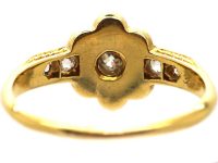 Edwardian 18ct Gold Diamond Cluster Ring with Diamond set Shoulders