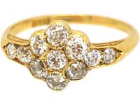Edwardian 18ct Gold Diamond Cluster Ring with Diamond set Shoulders