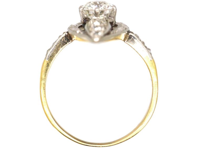 Edwardian 18ct Gold & Platinum Marquise Ring set with Diamonds