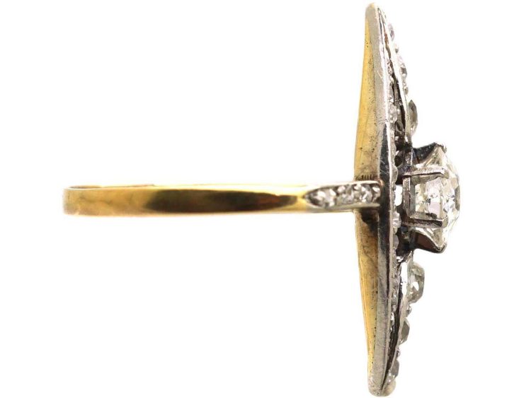 Edwardian 18ct Gold & Platinum Marquise Ring set with Diamonds