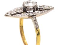 Edwardian 18ct Gold & Platinum Marquise Ring set with Diamonds
