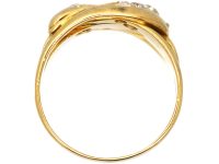 Victorian 18ct Gold Double Snake Ring set with Diamonds
