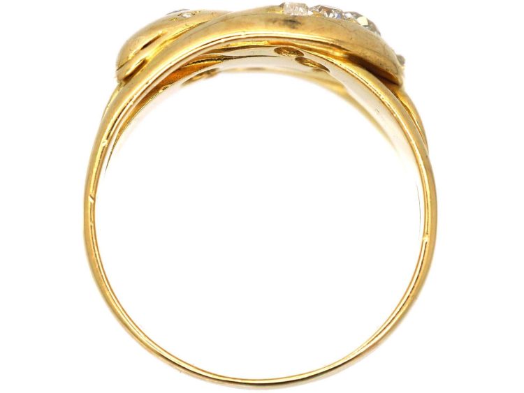 Victorian 18ct Gold Double Snake Ring set with Diamonds