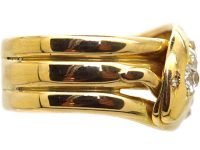 Victorian 18ct Gold Double Snake Ring set with Diamonds