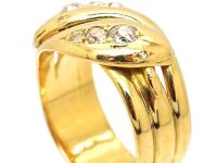 Victorian 18ct Gold Double Snake Ring set with Diamonds
