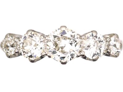 Early 20th Century Platinum, Five Stone Diamond Ring