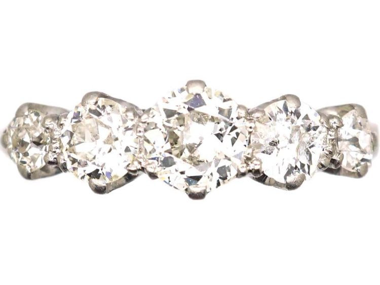 Early 20th Century Platinum and Diamond Five Stone Ring