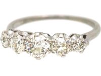 Early 20th Century Platinum and Diamond Five Stone Ring