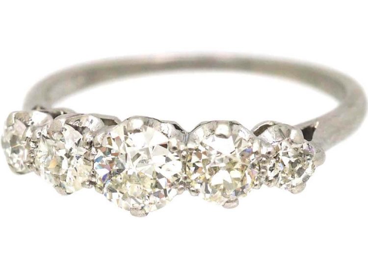 Early 20th Century Platinum and Diamond Five Stone Ring