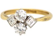 Art Deco 18ct Gold & Platinum Four Stone Diamond Ring