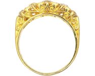 Victorian 18ct Gold Carved Half Hoop Five Stone Diamond Ring
