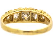 Victorian 18ct Gold Carved Half Hoop Five Stone Diamond Ring