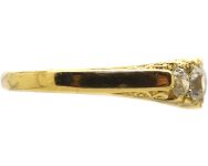 Victorian 18ct Gold Carved Half Hoop Five Stone Diamond Ring