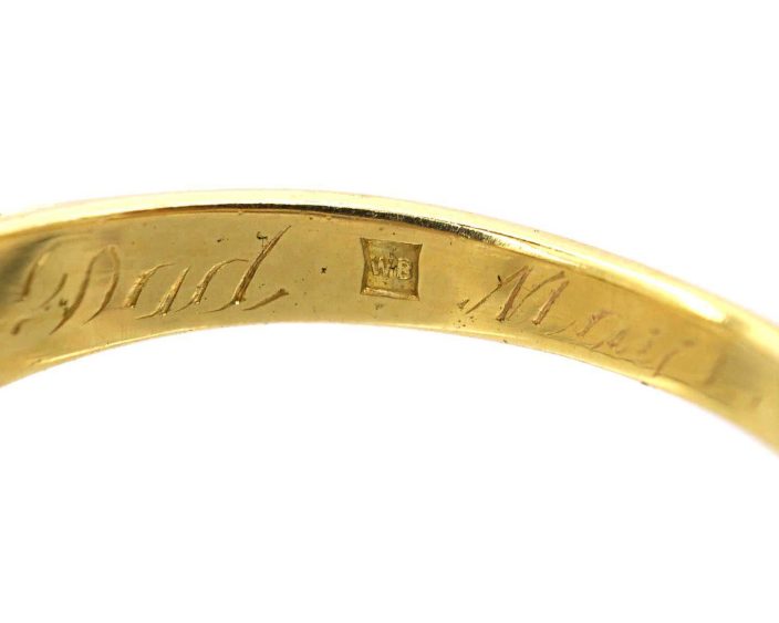 Victorian 18ct Gold Carved Half Hoop Five Stone Diamond Ring