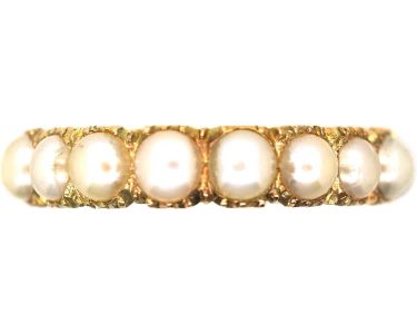 Georgian 15ct Gold Eternity Ring set with Natural Split Pearls