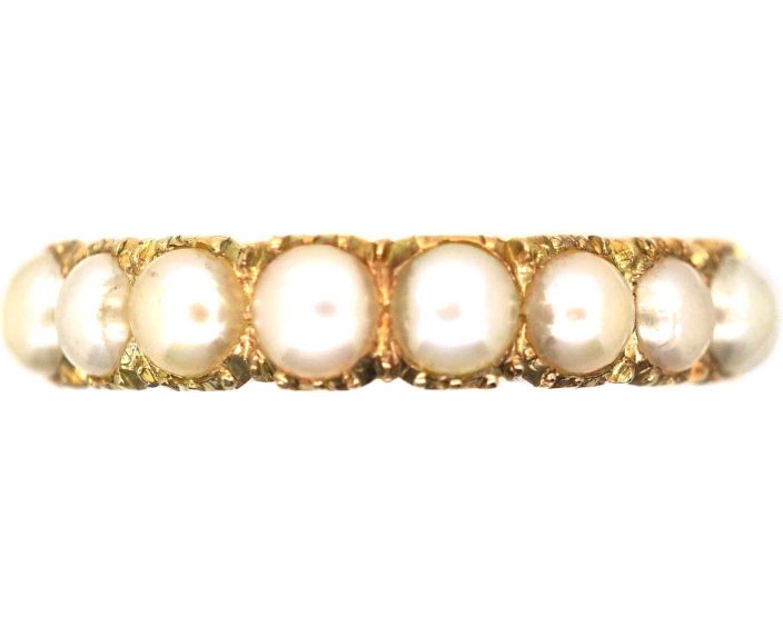 Georgian 9ct Gold Eternity Ring set with Natural Split Pearls