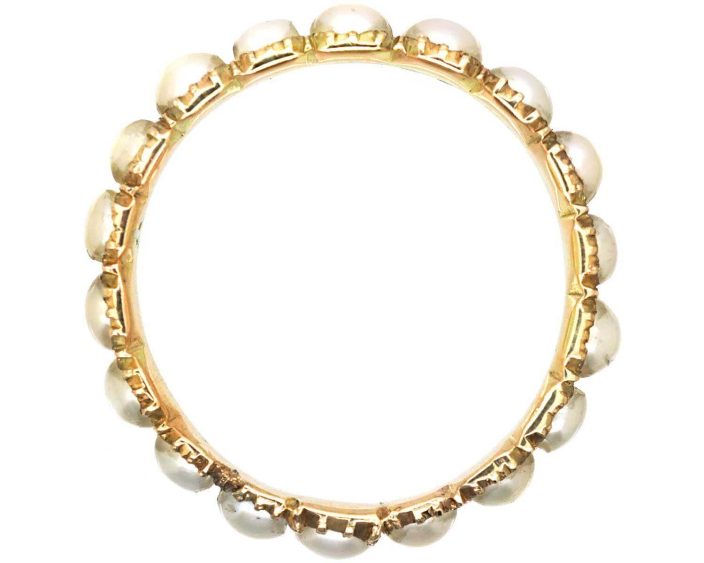 Georgian 9ct Gold Eternity Ring set with Natural Split Pearls