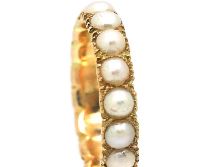 Georgian 9ct Gold Eternity Ring set with Natural Split Pearls