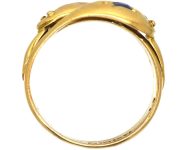 Edwardian 18ct Gold Double Snake Ring set with a Sapphire & a Diamond