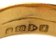 Edwardian 18ct Gold Double Snake Ring set with a Sapphire & a Diamond