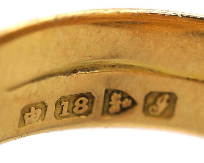 Edwardian 18ct Gold Double Snake Ring set with a Sapphire & a Diamond