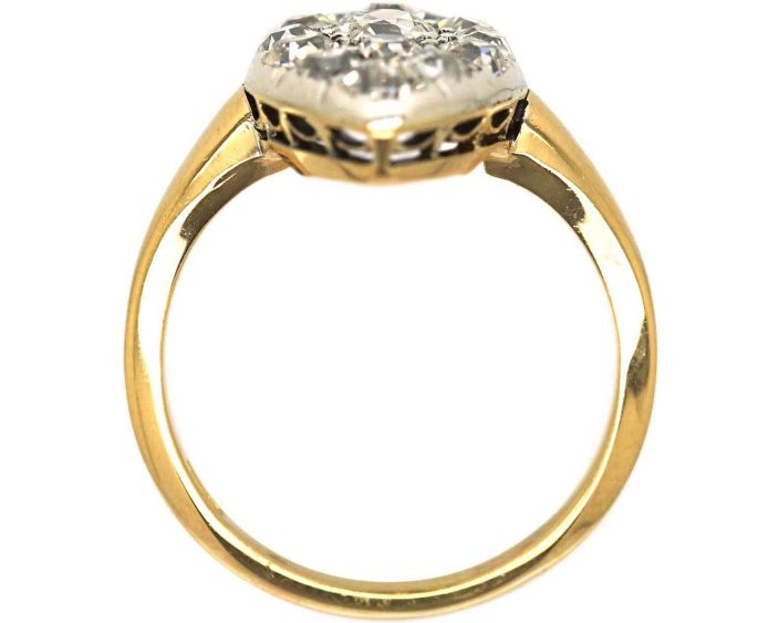 Victorian 18ct Gold Marquise Ring set with Old Mine Cut Diamonds