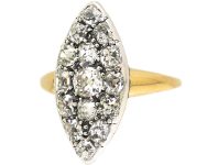 Victorian 18ct Gold Marquise Ring set with Old Mine Cut Diamonds