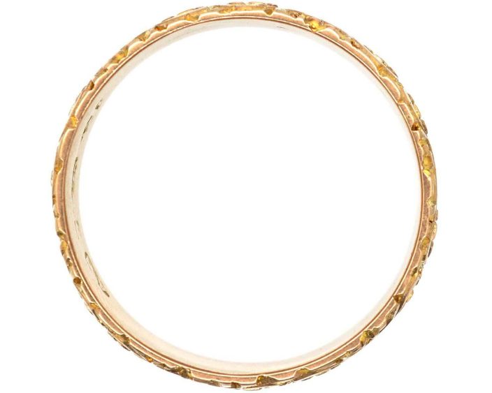 Edwardian 9ct Gold Wedding Ring with Orange Blossom motif