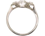 Art Deco Platinum Ring set with Five Old Mine Cut Diamonds