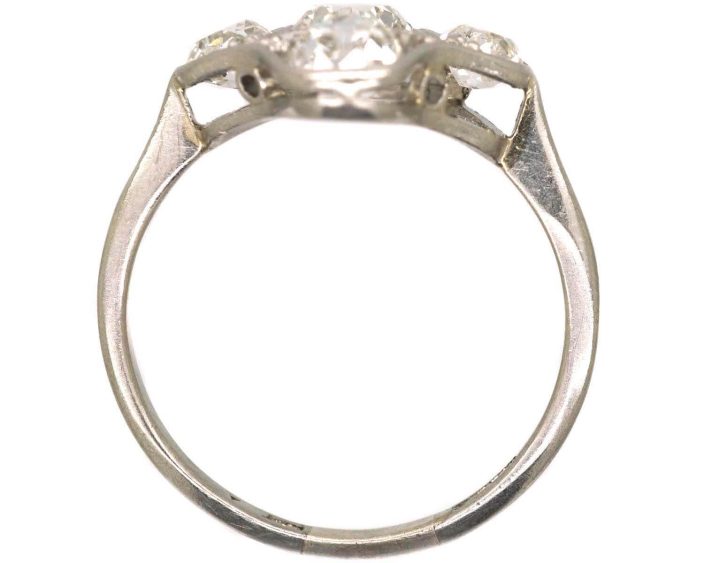 Art Deco Platinum Ring set with Five Old Mine Cut Diamonds